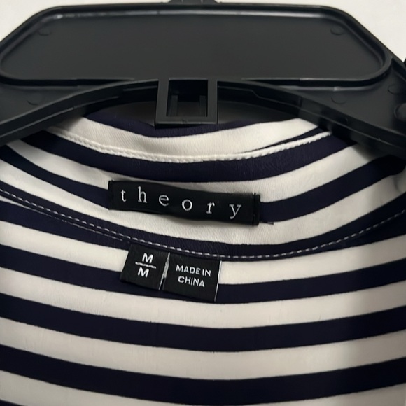 Theory Striped 100% Silk Button-Front Boyfriend Shirt - Picture 4 of 4